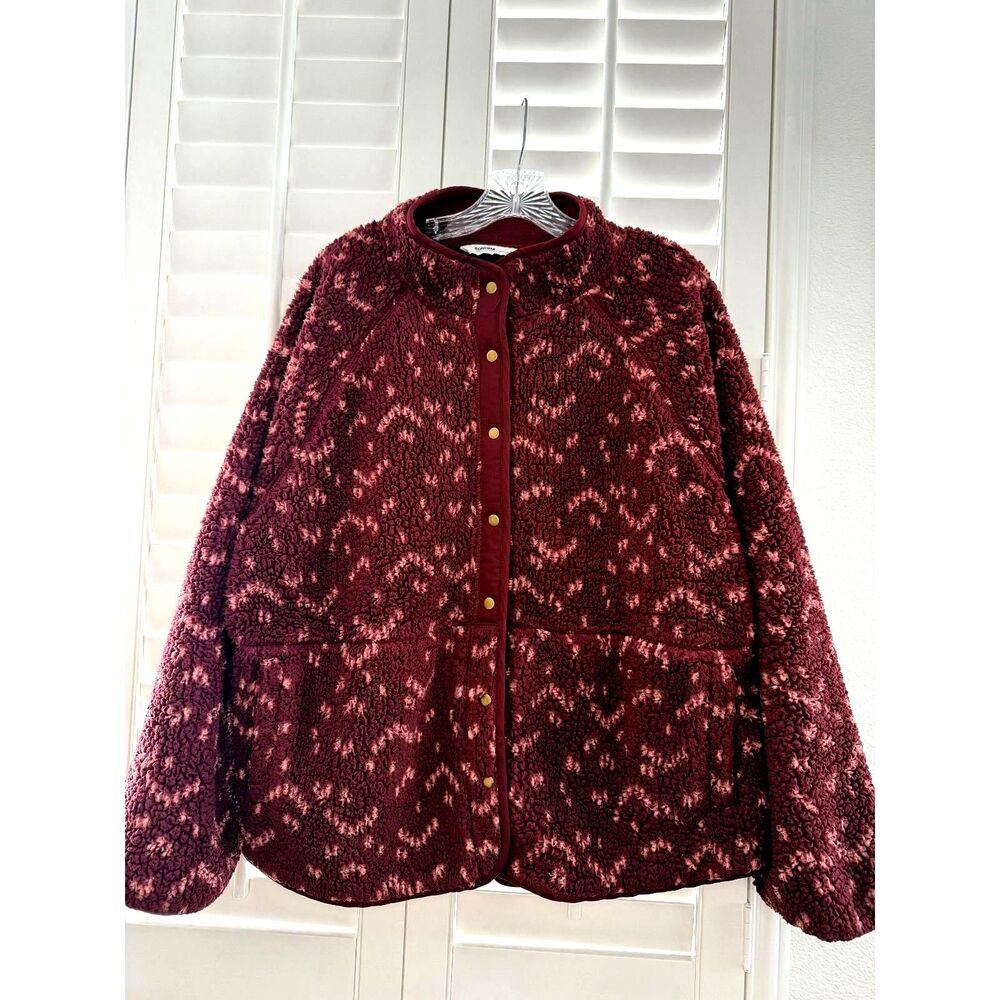 Sherpa Fleece Pullover Sonoma Goods For Life Burgundy Jacket Size 1XL